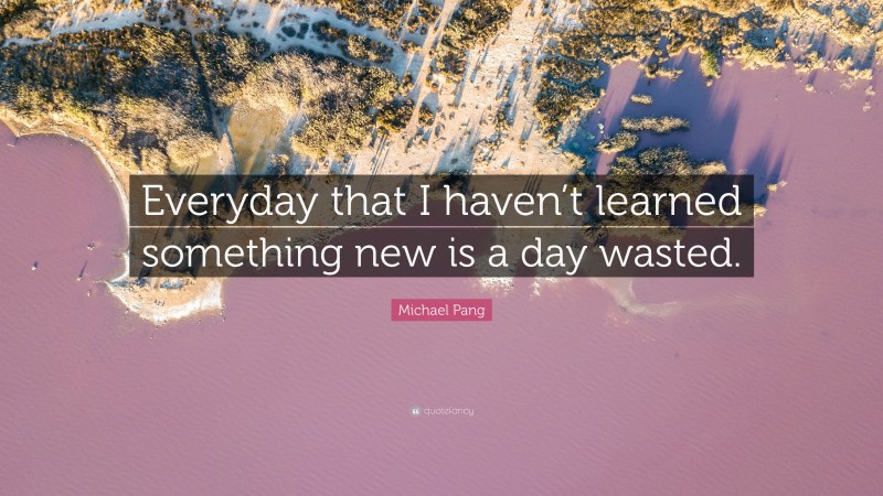 Michael Pang Quote: “Everyday that I haven’t learned something new is a day wasted.”