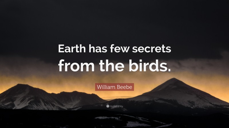 William Beebe Quote: “Earth has few secrets from the birds.”