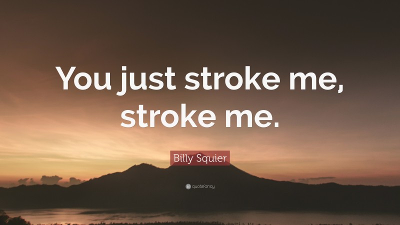 Billy Squier Quote: “You just stroke me, stroke me.”