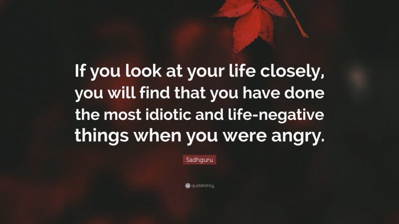 Sadhguru Quote: “If you look at your life closely, you will find that you have done the most idiotic and life-negative things when you were angry.”