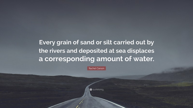 Rachel Carson Quote: “Every grain of sand or silt carried out by the rivers and deposited at sea displaces a corresponding amount of water.”