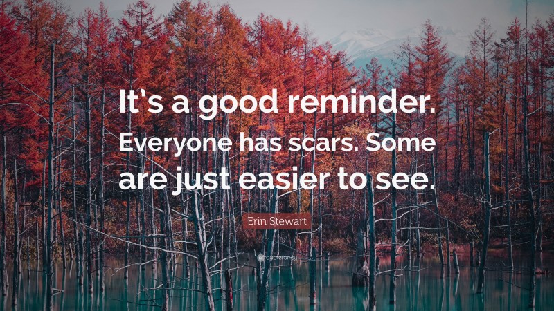 Erin Stewart Quote: “It’s a good reminder. Everyone has scars. Some are just easier to see.”