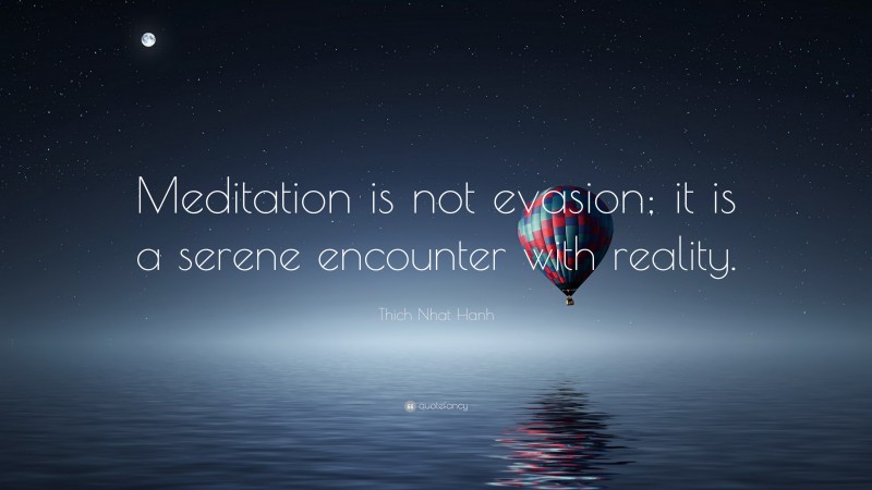 Thich Nhat Hanh Quote: “Meditation is not evasion; it is a serene encounter with reality.”