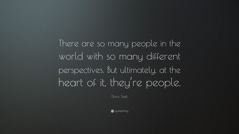 Dave Sitek Quote: “There are so many people in the world with so many different perspectives. But ultimately, at the heart of it, they’re people.”