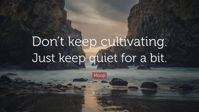 Mooji Quote: “Don’t keep cultivating. Just keep quiet for a bit.”