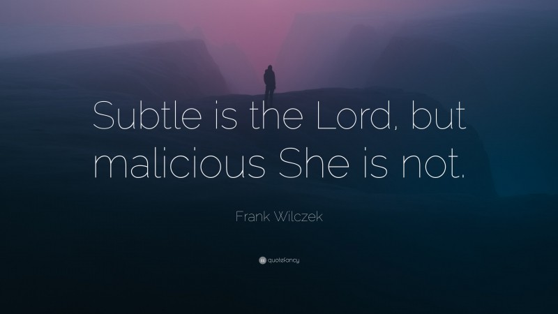 Frank Wilczek Quote: “Subtle is the Lord, but malicious She is not.”