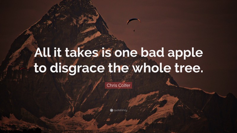 Chris Colfer Quote: “All it takes is one bad apple to disgrace the whole tree.”