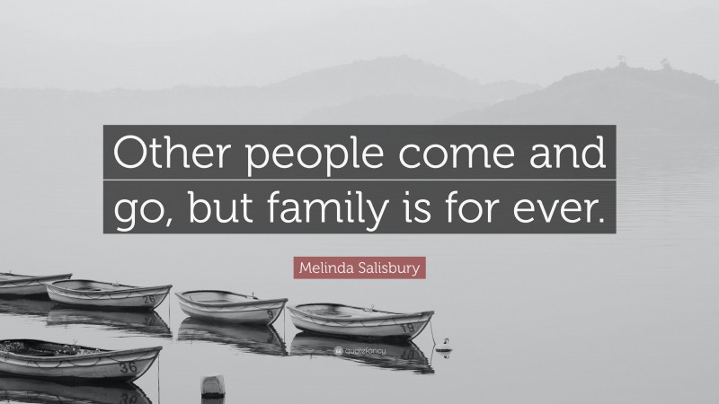 Melinda Salisbury Quote: “Other people come and go, but family is for ever.”