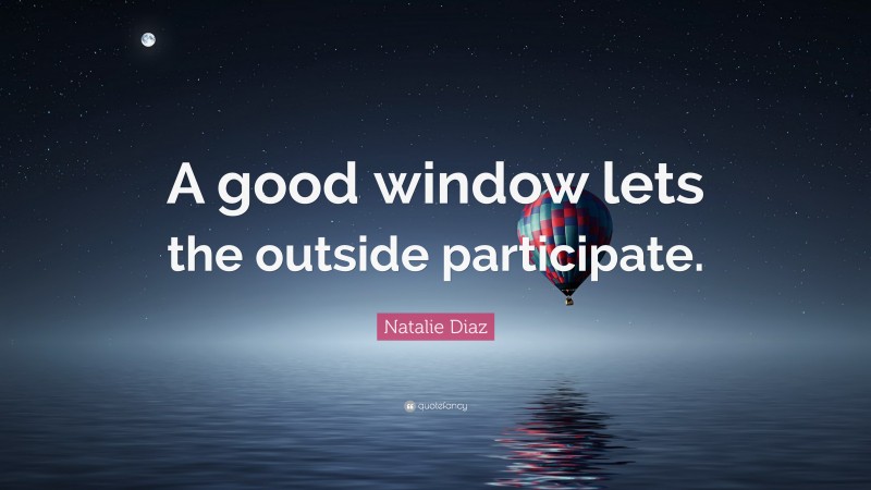 Natalie Diaz Quote: “A good window lets the outside participate.”
