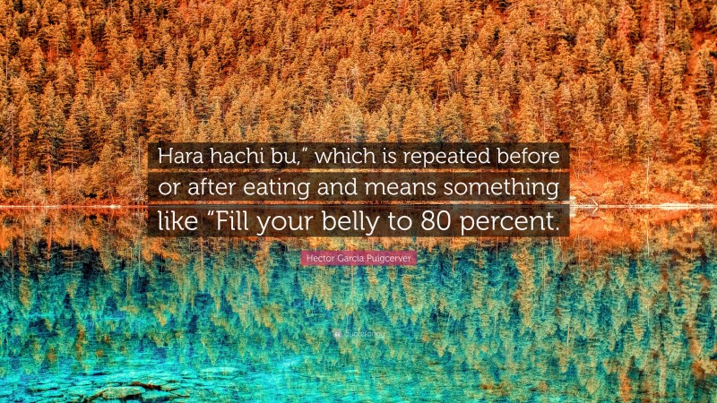 Hector Garcia Puigcerver Quote: “Hara hachi bu,” which is repeated before or after eating and means something like “Fill your belly to 80 percent.”
