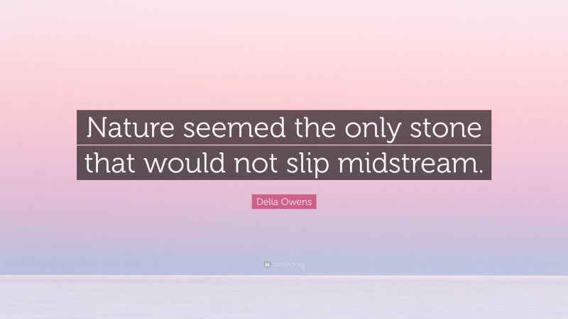Delia Owens Quote: “Nature seemed the only stone that would not slip midstream.”