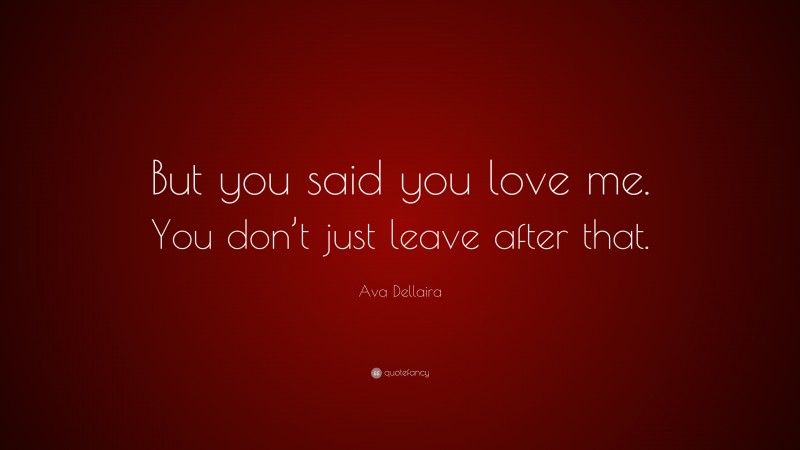 Ava Dellaira Quote: “But you said you love me. You don’t just leave after that.”
