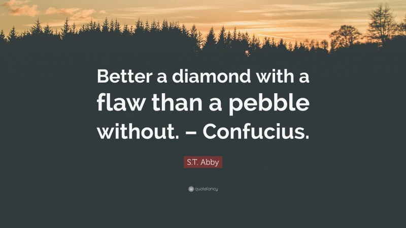 S.T. Abby Quote: “Better a diamond with a flaw than a pebble without. – Confucius.”