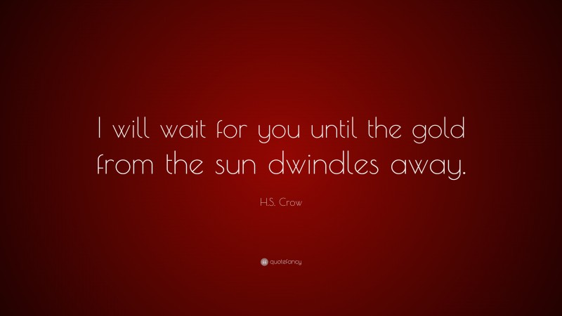 H.S. Crow Quote: “I will wait for you until the gold from the sun dwindles away.”