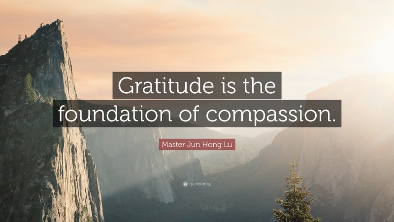 Master Jun Hong Lu Quote: “Gratitude is the foundation of compassion.”