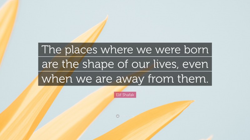 Elif Shafak Quote: “The places where we were born are the shape of our lives, even when we are away from them.”