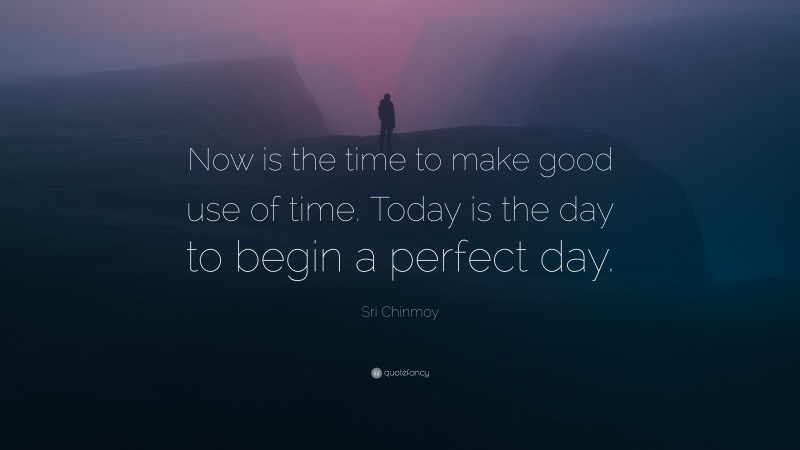 Sri Chinmoy Quote: “Now is the time to make good use of time. Today is the day to begin a perfect day.”