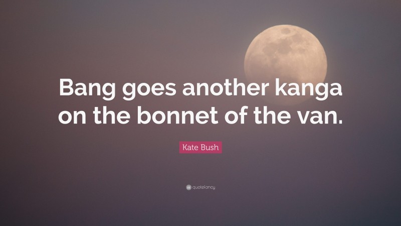 Kate Bush Quote: “Bang goes another kanga on the bonnet of the van.”