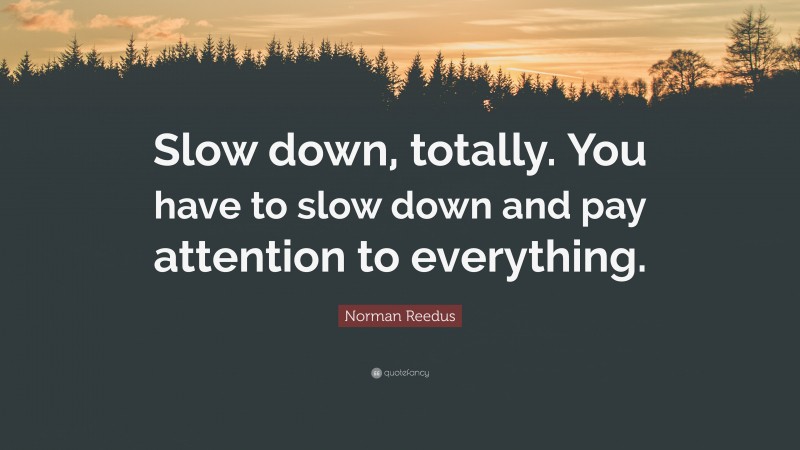 Norman Reedus Quote: “Slow down, totally. You have to slow down and pay attention to everything.”