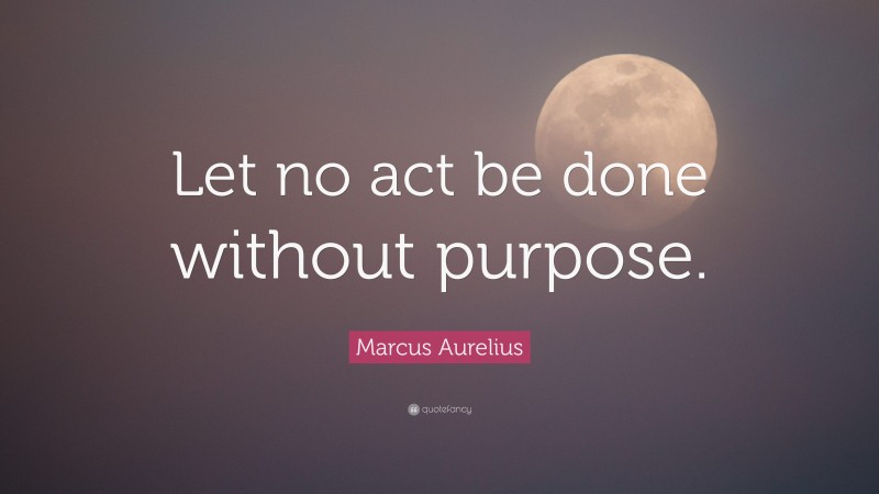 Marcus Aurelius Quote: “Let no act be done without purpose.”