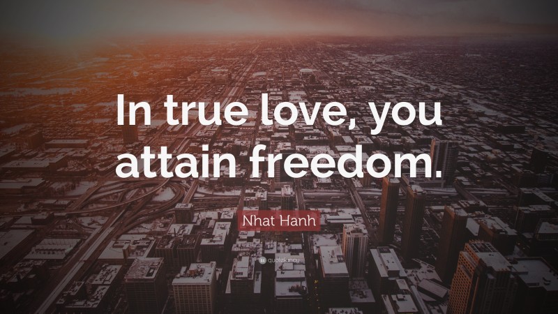 Nhat Hanh Quote: “In true love, you attain freedom.”