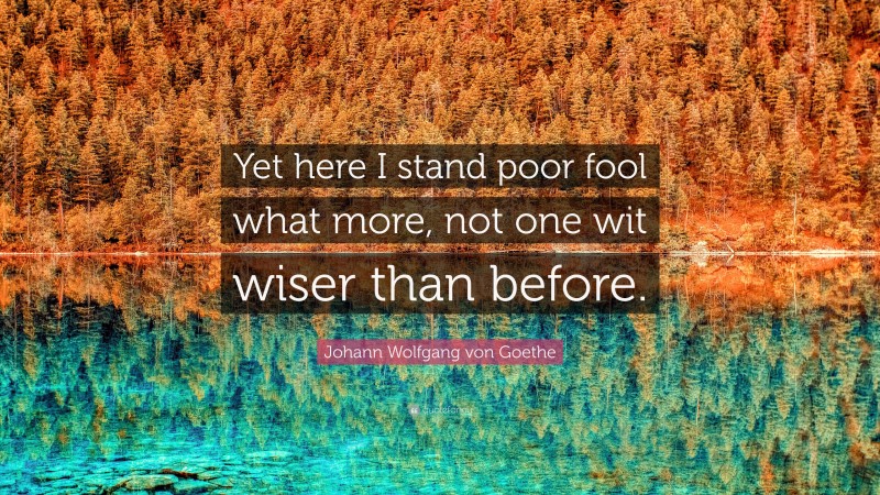 Johann Wolfgang von Goethe Quote: “Yet here I stand poor fool what more, not one wit wiser than before.”