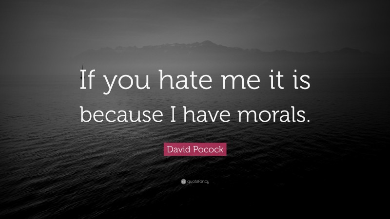 David Pocock Quote: “If you hate me it is because I have morals.”