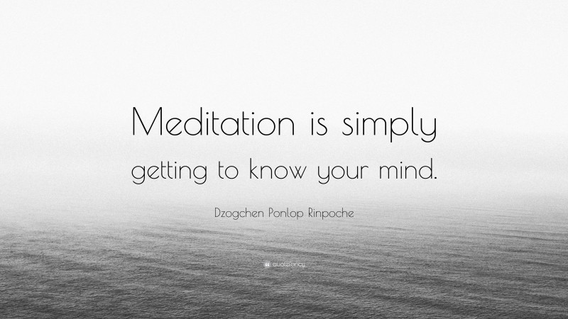 Dzogchen Ponlop Rinpoche Quote: “Meditation is simply getting to know your mind.”