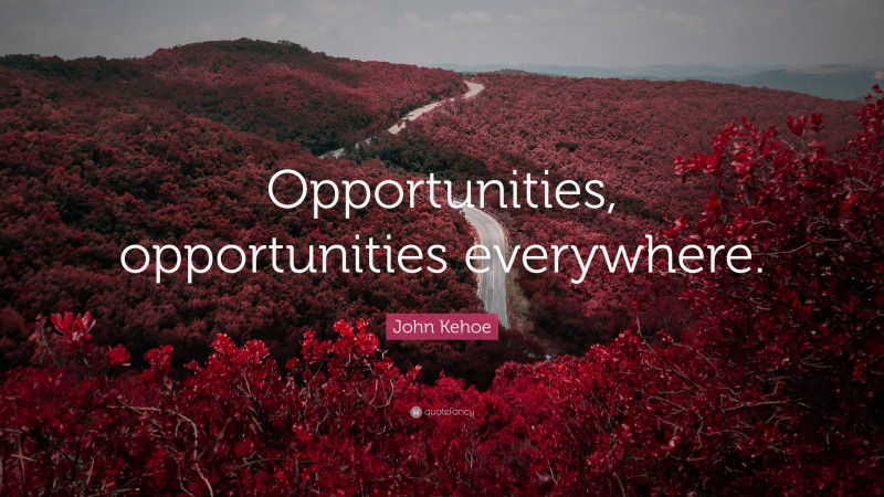 John Kehoe Quote: “Opportunities, opportunities everywhere.”