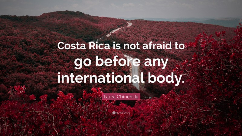 Laura Chinchilla Quote: “Costa Rica is not afraid to go before any international body.”