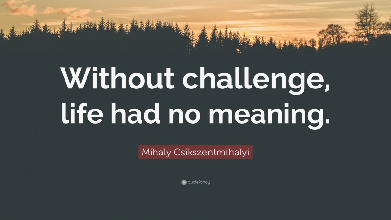 Mihaly Csikszentmihalyi Quote: “Without challenge, life had no meaning.”