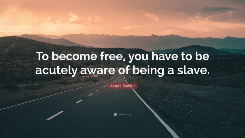Assata Shakur Quote: “To become free, you have to be acutely aware of being a slave.”