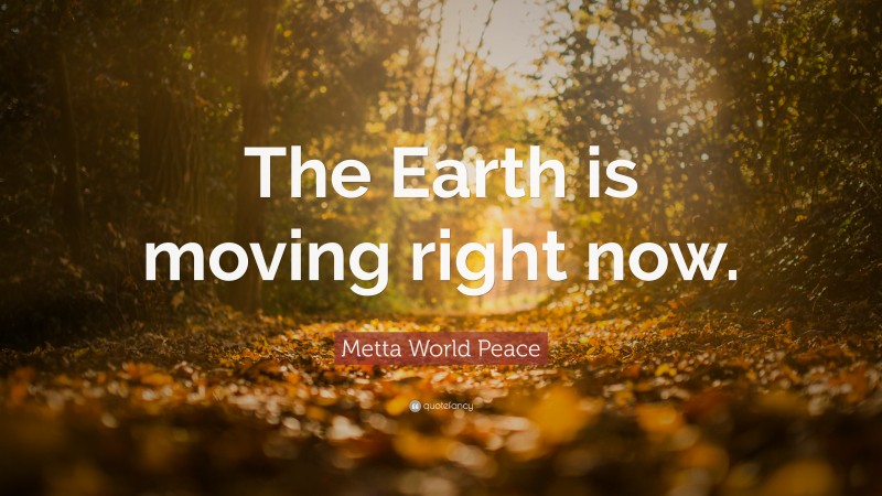 Metta World Peace Quote: “The Earth is moving right now.”