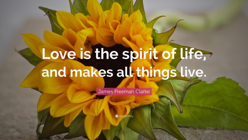 James Freeman Clarke Quote: “Love is the spirit of life, and makes all things live.”