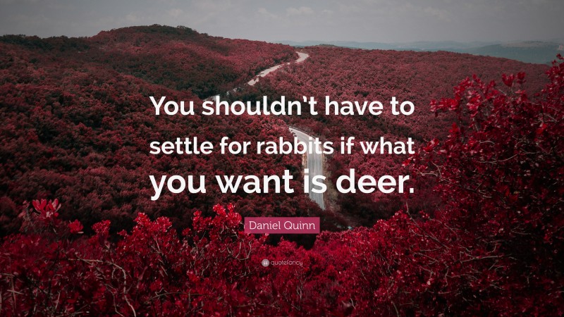 Daniel Quinn Quote: “You shouldn’t have to settle for rabbits if what you want is deer.”
