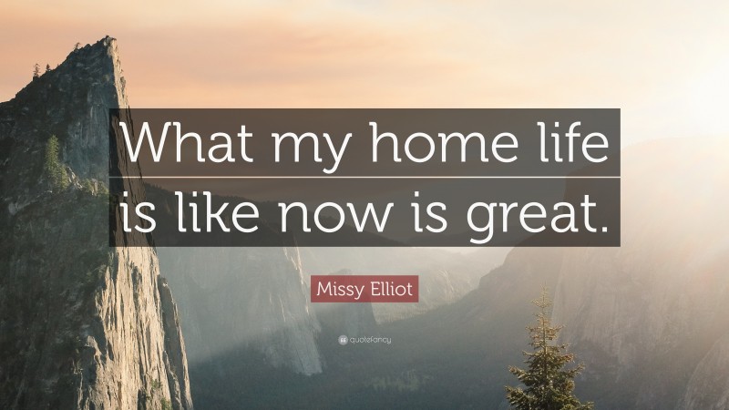 Missy Elliot Quote: “What my home life is like now is great.”