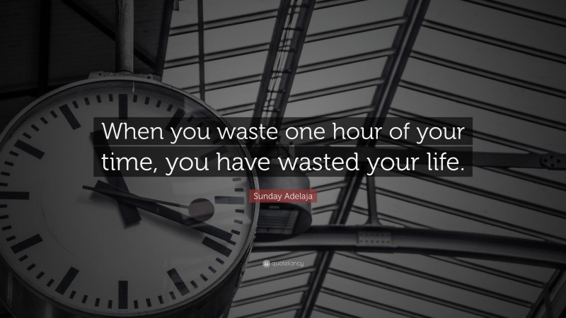 Sunday Adelaja Quote: “When you waste one hour of your time, you have wasted your life.”