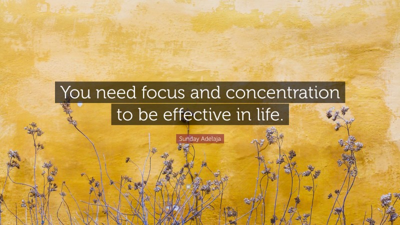 Sunday Adelaja Quote: “You need focus and concentration to be effective in life.”