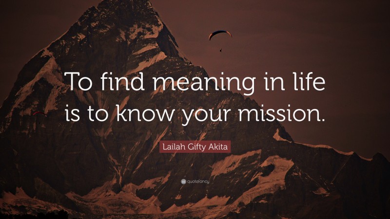 Lailah Gifty Akita Quote: “To find meaning in life is to know your mission.”
