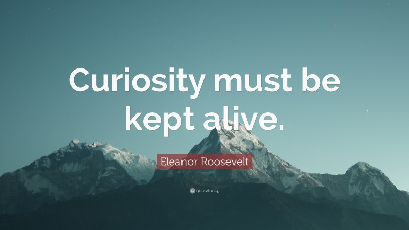 Eleanor Roosevelt Quote: “Curiosity must be kept alive.”