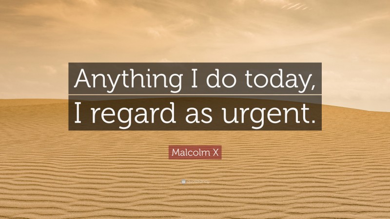 Malcolm X Quote: “Anything I do today, I regard as urgent.”