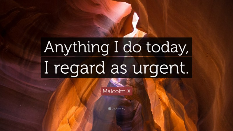 Malcolm X Quote: “Anything I do today, I regard as urgent.”