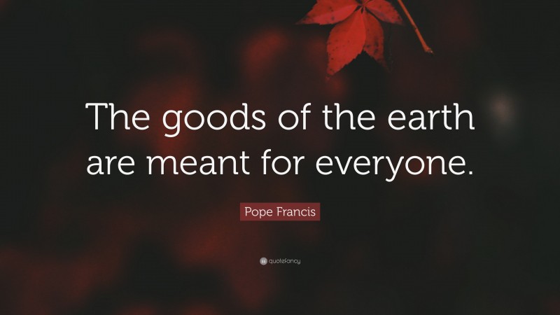 Pope Francis Quote: “The goods of the earth are meant for everyone.”