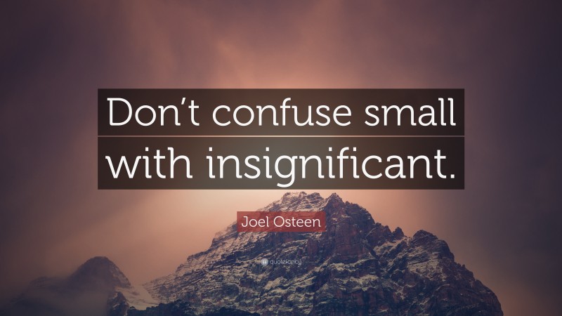 Joel Osteen Quote: “Don’t confuse small with insignificant.”
