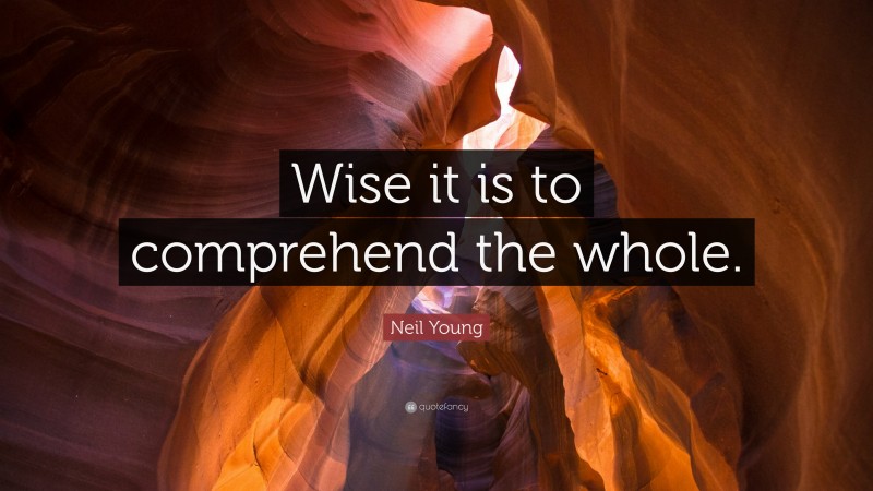 Neil Young Quote: “Wise it is to comprehend the whole.”
