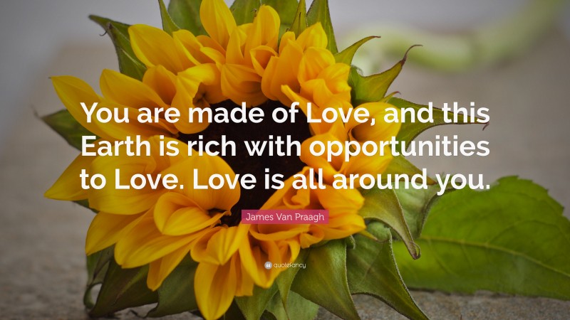 James Van Praagh Quote: “You are made of Love, and this Earth is rich with opportunities to Love. Love is all around you.”