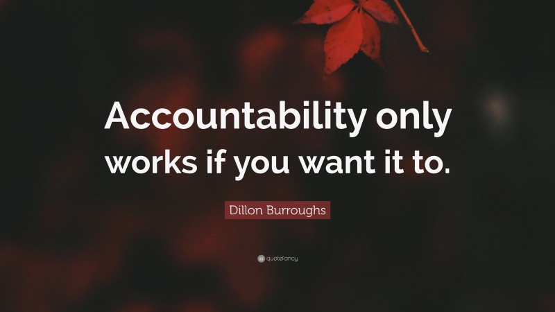 Dillon Burroughs Quote: “Accountability only works if you want it to.”
