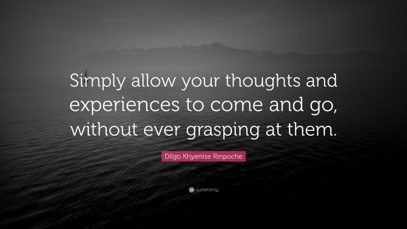 Dilgo Khyentse Rinpoche Quote: “Simply allow your thoughts and experiences to come and go, without ever grasping at them.”
