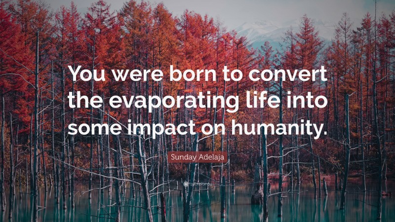 Sunday Adelaja Quote: “You were born to convert the evaporating life into some impact on humanity.”