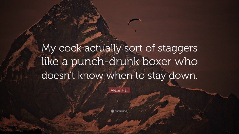 Alexis Hall Quote: “My cock actually sort of staggers like a punch-drunk boxer who doesn’t know when to stay down.”